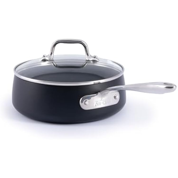 All-Clad HA1 Expert Hard Anodized Nonstick 2.5 Qt Saucepan with Lid, Stay-Cool Ergonomic Handle, Dishwasher-Safe, Oven-Safe Up to 350F, Induction Compatible with All Cooktops, Cookware Pot, Black