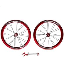 BMX Wheelset 20" 451 Disc Brake Bicycle Wheelse Bike Wheelset Double Wall Rims Front & Back Wheels Quick Release 24H Hub for 8 9 10 11 Speed Cassette (Color : Red, Size : 406)