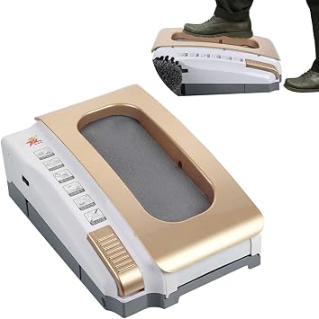 12V Self-Cleaning Shoe Sole Cleaning Machine, Low Noise, Built-in Battery, Automatic Boot Scraper Dual Power Supply,Gold