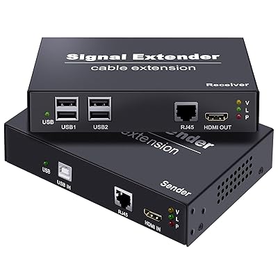 HDMI KVM USB Extender Over Cat5e67 Network Cable Up to 164ft50m, 1080P KVM Extender Plug and Play, Zero Latency Transmission, Supports All Operatin