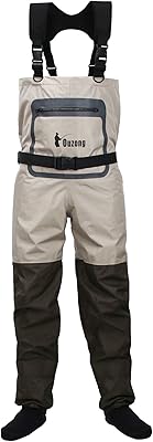 Mens Waterproof Stockingfoot Fishing Chest Waders 3-Ply Breathable Hunting Flying Fishing Waders for Men and Women